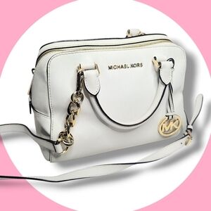 Michael Kors Ivory Saffiano Satchel